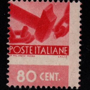 REPUBBLICA ITALIANA DEMOCRATICA 80C VARIETA' 1945 MNH CERT DIENA