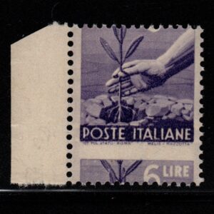 REPUBBLICA ITALIANA DEMOCRATICA 6 LIRE VARIETA' MNH CERT DIENA