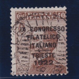 1922 IX CONGRESSO FILATELICO 40 CENT. Sass. 126 CERT. DIENA