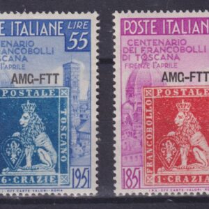 TRIESTE A 1951 - Centenario francobolli di Toscana MNH 2 VAL.