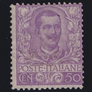 Regno D'italia 1901 malva "Floreale " 50c. MNH CERTIFICATI ORO RAYBAUDI