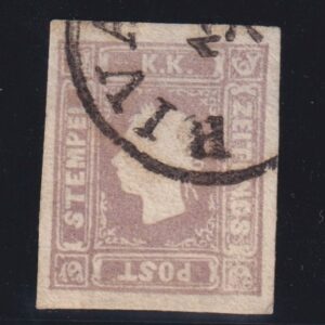 1858 AUSTRIA GIORNALI 1 K. LILLA GRIGIO CERTIFICATO RAYBAUDI