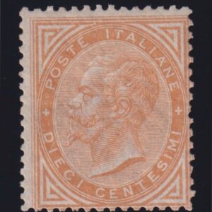 1866 VITTORIO EMANUELE II TIRATURA TORINO 10c. giallo ocra G.O. CERT. RAYBAUDI