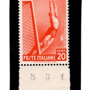 CALCIO 1934 SASSONE 357 CON NUMERO TAVOLA MNH CERT. DIENA BEN CENTRATO
