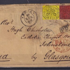 1868 STATO PONTIFICIO LETTERA "FRODE POSTALE" CERTIFICATO DIENA