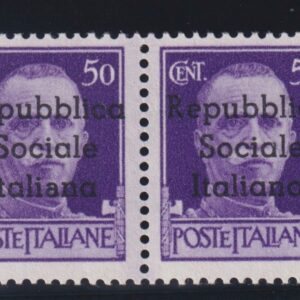 1944 REPUBBLICA SOCIALE ITALIANA VARIETÀ CENT. 50 M.N.H. CERTIFICATO AVANZO