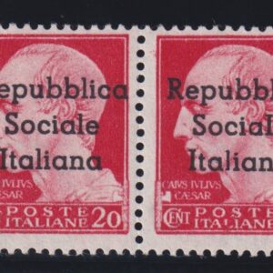 1944 REPUBBLICA SOCIALE ITALIANA VARIETÀ CENT. 20 M.N.H. CERTIFICATO AVANZO