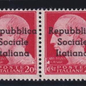 1944 REPUBBLICA SOCIALE ITALIANA VARIETÀ CENT. 20 M.N.H. CERTIFICATO AVANZO