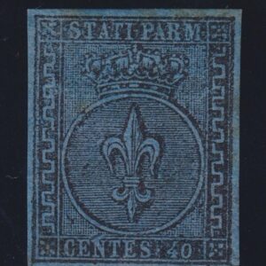 1852 DUCATO DI PARMA 40 CENT. Sass. n.5 G.O. CERTIFICATO DIENA
