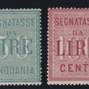 REGNO D'ITALIA 1884 SEGNATASSE 2 VALORI M.N.H. CERT. CILIO