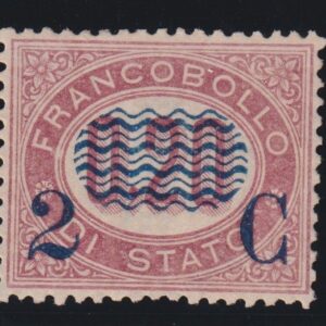 ITALIA REGNO 1878 2c. su 0,20 lacca SERVIZIO SOVRASTAMPATO M.N.H. CERT. RAYBAUDI