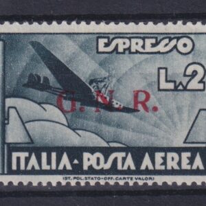 1944 REPUBBLICA SOCIALE GNR DI VERONA 2 LIRE ARDESIA P.A. MNH CERT. RAYBAUDI