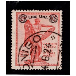 VITTORIA SOVRASTAMPATA  CARMINIO 1 LIRA SU 10 C. ANNULLATA CERTIFICATA DIENA