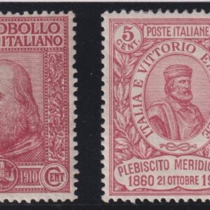 ITALIA 1910 GARIBALDI  PLEBISCITO MERIDIONALE  MNH CERTIFICATO DIENA