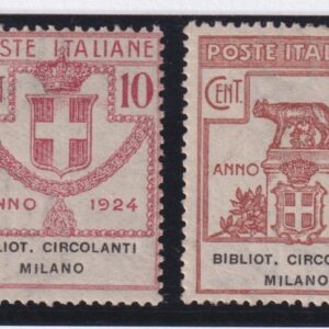 1924 ENTI SEMISTATALI BIBLIOTECHE CIRCOLANTI MILANO MNH CERTIFICATI DIENA