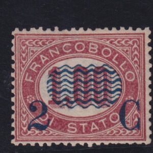 1878 SERVIZIO DI STATO SOVRASTAMPATO 2 CENT. SU L.1,00 MNH CERTIFICATO DIENA