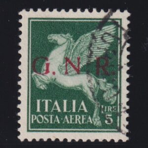 1944 REPUBBLICA SOCIALE ITALIANA GNR BRESCIA I° TIPO P.A. 5 lire CERT. DIENA