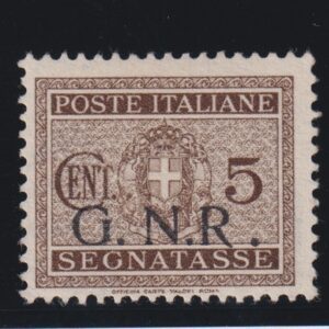 1944 Repubblica Sociale (RSI) - Segnatasse GNR 5 CENT. MNH CERT. DIENA RARO