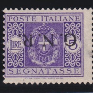 1944 G.N.R. REPUBBLICA SOCIALE ITALIANA SEGNATASSE 5 LIRE MNH CERTIFICATO DIENA