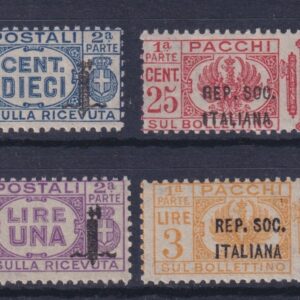 Regno 1944 pacchi postali G.N.R. rara varietà MNH cert. Diena