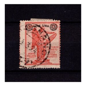 vittoria sovrastampata 1 lira su 10c. carminio annullata certificata Cilio