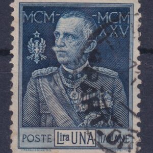 REGNO 1925 GIUBILEO DEL RE 1 LIRA AZZURRO DENT.11X13 1/2  CERT. SOTTORIVA