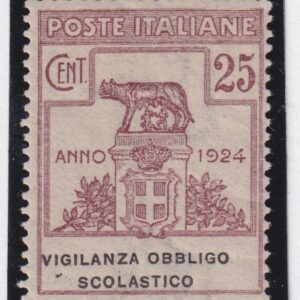 1924 REGNO ENTI SEMISTATALI VIGILANZA OBBLIGO SCOLASTICO  MNH CERT. RAYBAUDI