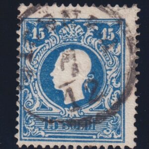ANTICHI STATI - Lombardo Veneto - 1858 - 15 soldi azzurro CERT. DIENA