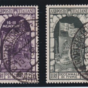 ITALIA REGNO 1934 DECENNALE DELL'ANNESSIONE DI FIUME N.355-356 CERT. DIENA