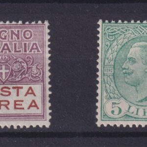 REGNO 1928 POSTA AEREA MNH CERTIFICATO DIENA 80 cent e 5 lire