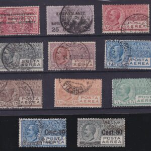 REGNO D'ITALIA 1917 -27 POSTA AEREA 11 VALORI CERTIFICATO SOTTORIVA