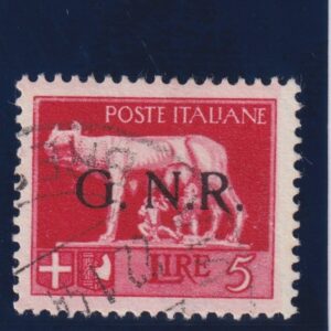 REGNO 1944 G.N.R. TIRATURA BRESCIA 5LIRE CERT. SOTTORIVA