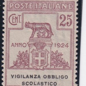 1924 Regno Enti Semistatali Vigilanza Obbligo Scolastico 25cent. MNH CERT. DIENA