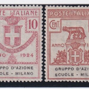 1924 Italia Regno Enti Semistatali GRUPPO D'AZIONE SCUOLE MILANO MNH CERT. DIENA