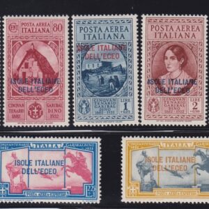 1932 ISOLE EGEO CINQUANTENARIO GARIBALDINO P.A. MNH CERT. DIENA - SERIE COMPLETA