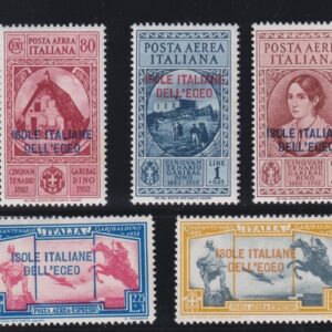 1932 ISOLE EGEO CINQUANTENARIO GARIBALDINO P.A. MNH CERT. DIENA - SERIE COMPLETA