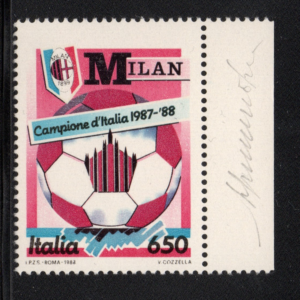 REPUBBLICA ITALIANA "MILAN" VARIETA' SENZA GIALLO 1988 MNH CERT RAYBAUDI