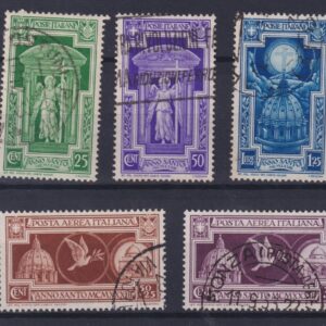 ITALIA REGNO 1933 ANNO SANTO 7 Valori CERTIFICATO SOTTORIVA