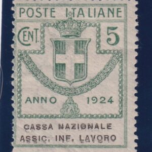 1924 Italia Enti Semistatali CASSA NAZIONALE ASSIC. INF. LAVORO MNH CERT. DIENA