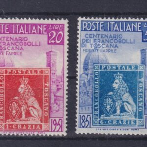REP. IT. 1951 FRANCOBOLLI TOSCANA 2 VALORI MNH CERT. GABRIELLI