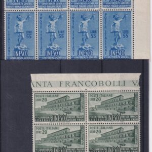ITALIA 1950 UNESCO FOGLI DA 10+12 ESEMPLARI MNH BDF