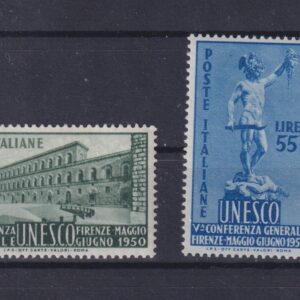 ITALIA REPUBBLICA 1950 UNESCO CONFERENZA GENERALE 2 VALORI MNH