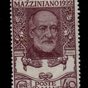 REGNO D'ITALIA CINQUANTENARIO MORTE MAZZINI CENT 40 1922 MNH CERT CARRARO