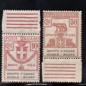REGNO D'ITALIA GRUPPO AZIONE SCUOLE MILANO 1924 MNH CERT DIENA