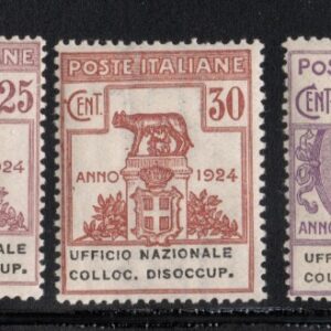 REGNO D'ITALIA UFFICIO NAZIONALE COLLOCAMENTO DISOCCUPATI 1924 MNH CERT DIENA