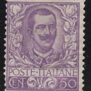 REGNO D'ITALIA FLOREALE 50C MALVA 1901 CERT CAFFAZ