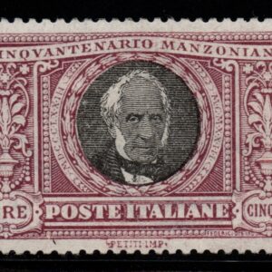 REGNO D'ITALIA - MANZONI 5 LIRE - 1923 - MNH - cert. Diena