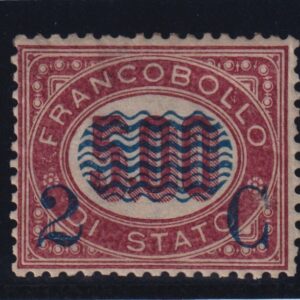 REGNO D'ITALIA 1878 ONDULINE 2c. su Lire 5 M.N.H. CERT. CILIO