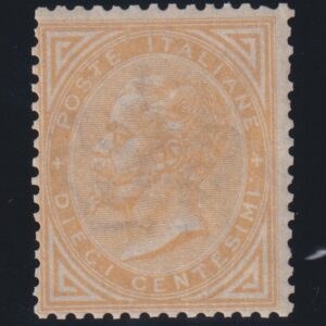 REGNO D'ITALIA 1863 10C. OCRA ARANCIO DE LA RUE M.N.H. CERT. DIENA