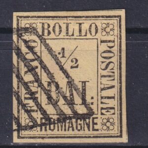 1859 ROMAGNE 1/2 BAJ "VALORE IN CORNICE" CERT. SOTTORIVA